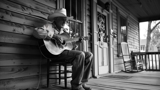Cowboy songs on the porch